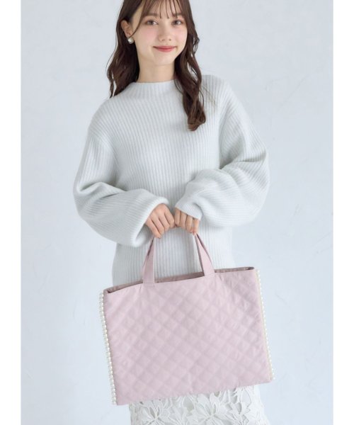 tocco closet luxe(トッコクローゼットリュクス)/サイドパール付きキルティングサブバッグ/PINK