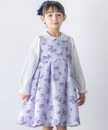 BeBe/【日本製】スカラップ切替ローズプリントワンピース(110~130cm)/505782231