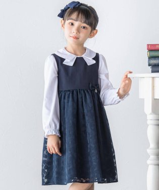 BeBe/【日本製】シアー花柄切替ワンピース(110~130cm)/505782233