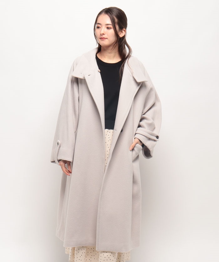 23AW NOBLE ノーブル スタンドカラー オーバーコートサックスブルー