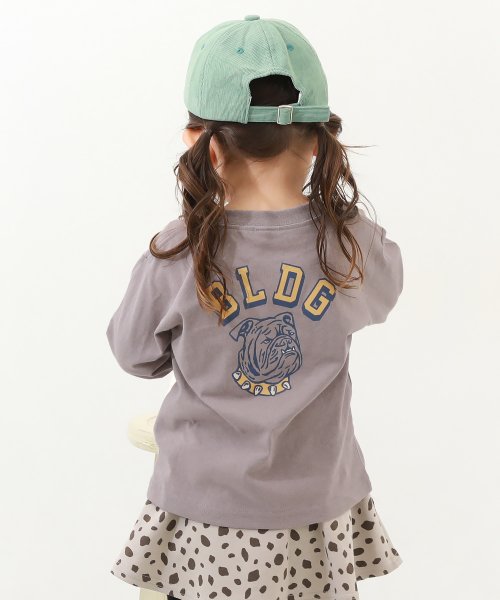 devirock(デビロック)/デビラボ プリント袖リブ 長袖Tシャツ 子供服 キッズ 男の子 女の子 トップス 長袖Tシャツ ロンT 綿100% 吸汗/グレージュ