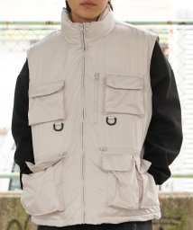 1111clothing(ワンフォークロージング)/◆ユーティリティー パディングベスト◆ ユーティリティポケット 中綿ベスト メンズ 中綿 ベスト レディース ハイネック ZIP 防寒 軽量 パフベスト ジレ /グレー