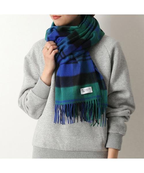 ◆ジョンストンズ カシミヤ 大判 ストール wa56 チェック柄 カシミヤ 大判 ストール