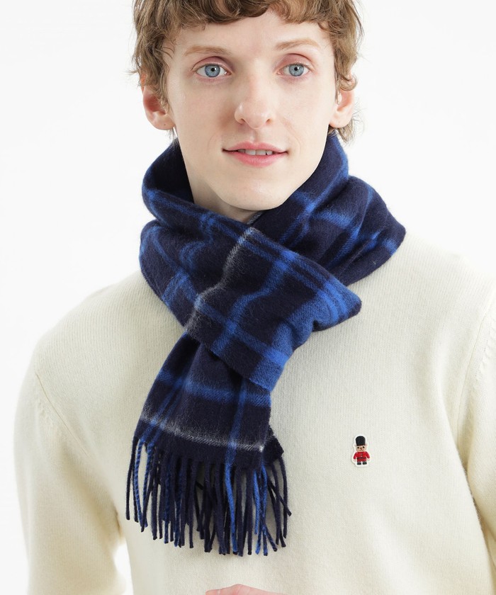 マッキントッシュフィロソフィー　マフラーストール　ネイビー×イエロー チェック ネイビー系 MACKINTOSH PHILOSOPHY(マッキントッシュ
