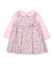 BeBe(ベベ)/花柄ワンピース+丸襟Tシャツセット(80~90cm)/ピンク系