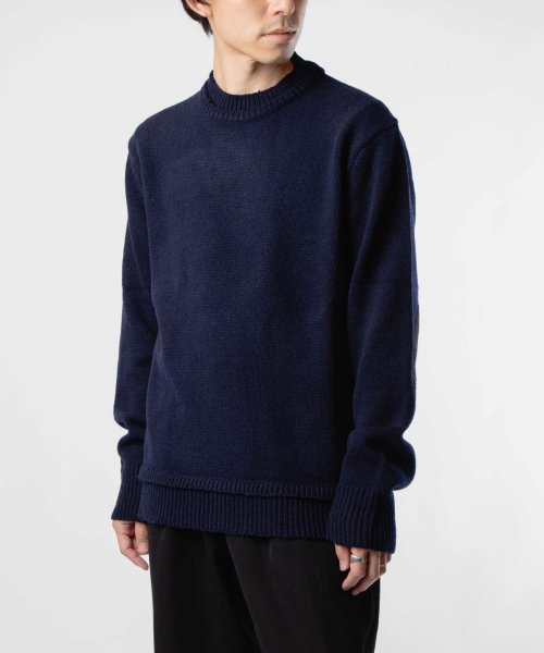 MAISON MARGIELA(メゾンマルジェラ)/メゾン マルジェラ MAISON MARGIELA SI1GP0001 S18064 ニット SWEATER メンズ トップス 長袖 エルボーパッチ セーター /ネイビー