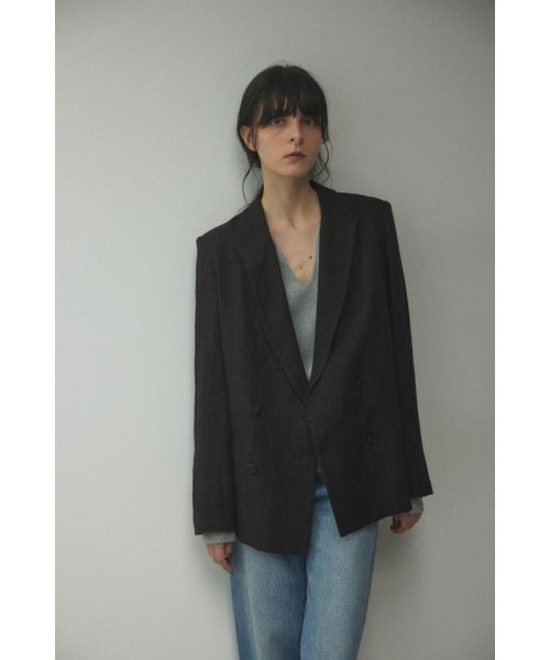 BLACK BY MOUSSY(ブラックバイマウジー)/linen double jacket/BLK