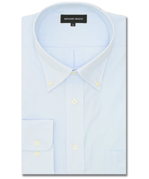 GRAND-BACK(グランバック)/【大きいサイズ】グランバック/GRAND－BACK 形態安定 ボタンダウン長袖シャツ シャツ メンズ ワイシャツ ビジネス ノーアイロン yシャツ ビジネスシャ/サックス
