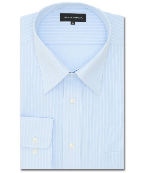 GRAND-BACK(グランバック)/【大きいサイズ】グランバック/GRAND－BACK 形態安定 セミワイドカラー長袖シャツ シャツ メンズ ワイシャツ ビジネス ノーアイロン yシャツ ビジネス/サックス