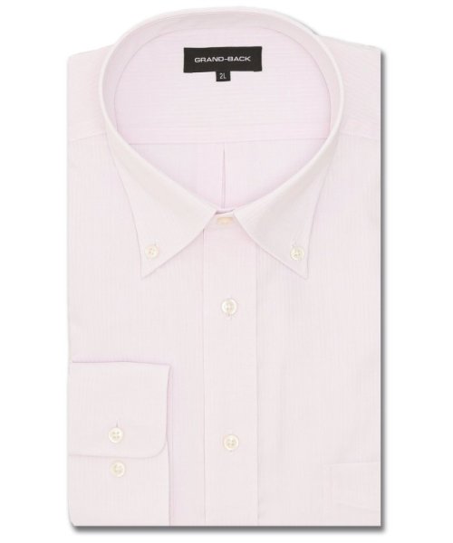 GRAND-BACK(グランバック)/【大きいサイズ】グランバック/GRAND－BACK 形態安定 ボタンダウン長袖シャツ シャツ メンズ ワイシャツ ビジネス ノーアイロン yシャツ ビジネスシャ/ピンク