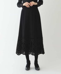 HIROKO BIS(ヒロコビス)/【洗える】ベロア刺繍レースフレアスカート/ブラック