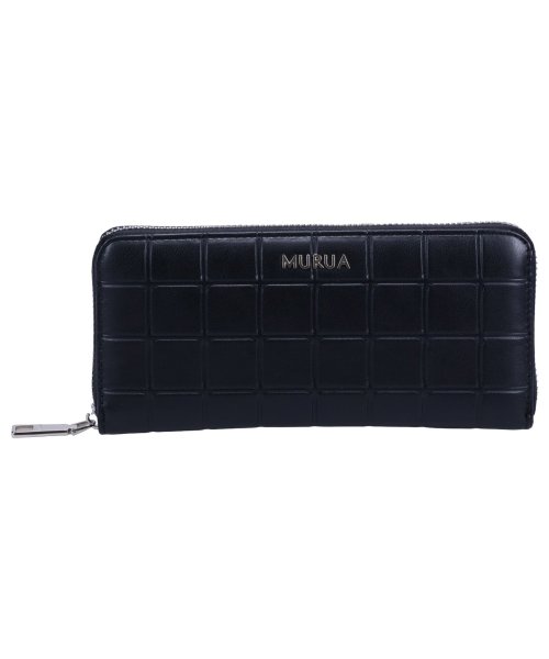 MURUA(ムルーア)/ ムルーア MURUA 財布 長財布 レディース ラウンドファスナー LONG WALLET ブラック アイボリー シルバー 黒 MR－W1171/ブラック