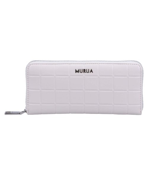 MURUA(ムルーア)/ ムルーア MURUA 財布 長財布 レディース ラウンドファスナー LONG WALLET ブラック アイボリー シルバー 黒 MR－W1171/アイボリー