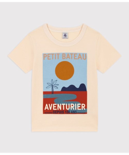 PETIT BATEAU(プチバトー)/プリント半袖Ｔシャツ/アイボリー