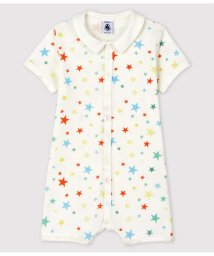 PETIT BATEAU/プリント衿付き半袖ロンパース/505811072