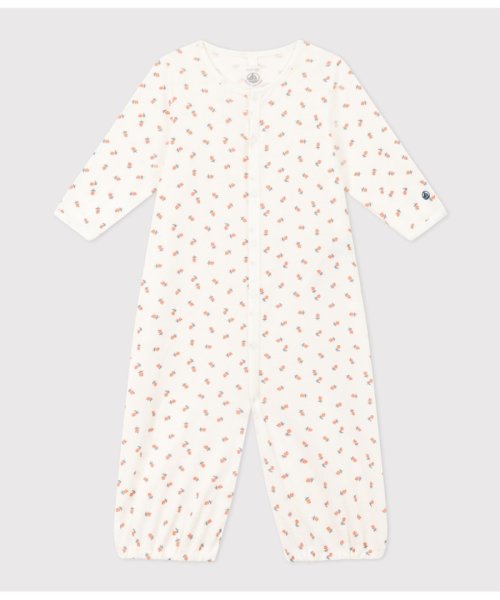 PETIT BATEAU(プチバトー)/プリント２ウェイロンパース/オフホワイト系1