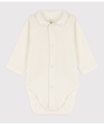 PETIT BATEAU/衿付きホワイト長袖ボディ/505811557