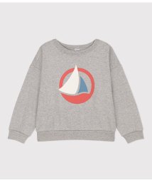 PETIT BATEAU(プチバトー)/プリントスウェットプルオーバー/グレー