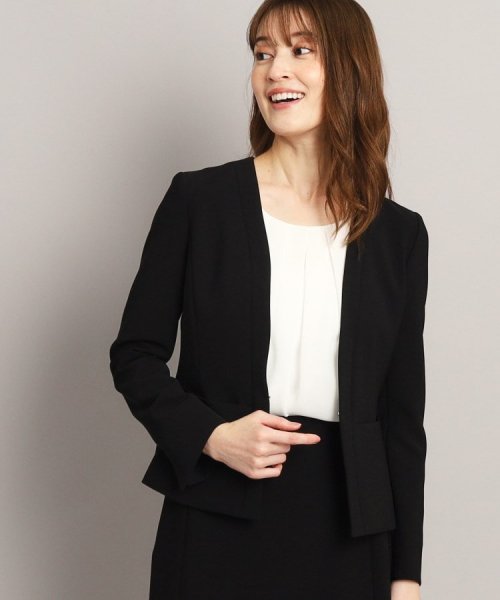 【洗える/日本製/セレモニー/オフィス】女性らしいシルエットと着心地の良さが叶うノーカラージャケット 