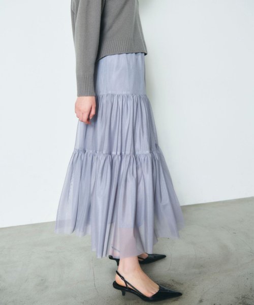 チュールティアードスカート 