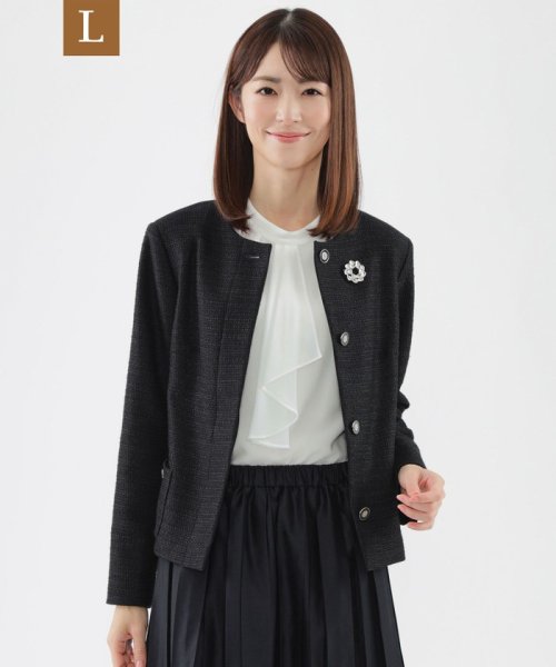 L】【美シリーズ】【ウォッシャブル】ライトツィードノーカラー  