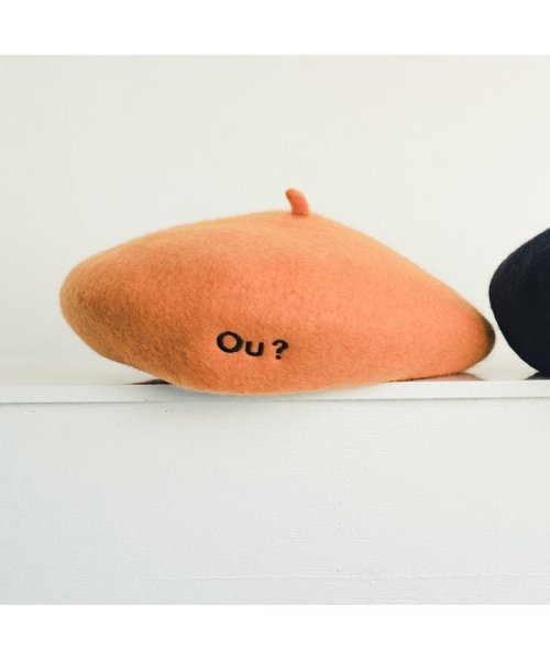 BRANSHES(ブランシェス)/【Ou? by EDWIN】ロゴ刺繍ベレー帽/オレンジ