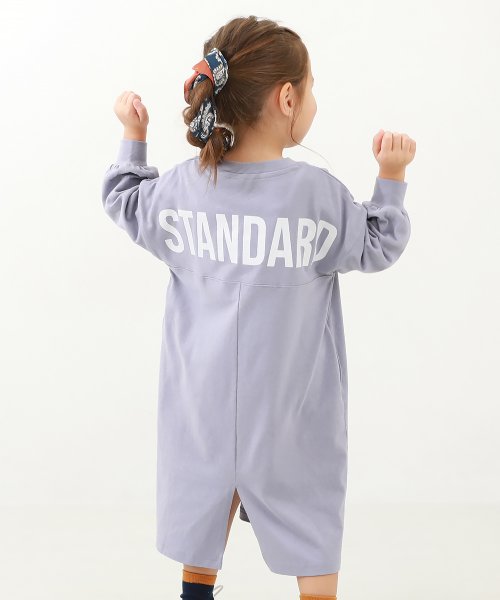 devirock(デビロック)/STANDARD バックロゴ 長袖ワンピース 子供服 キッズ 女の子 長袖ワンピース ワンピース /パープル