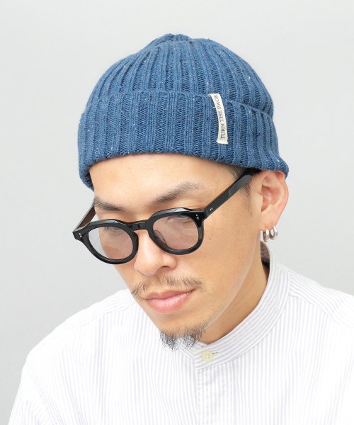Besiquenti(ベーシックエンチ)/ネップ リブ編み ニット帽 リブニットワッチ 帽子 秋 冬 カジュアル/ブルー