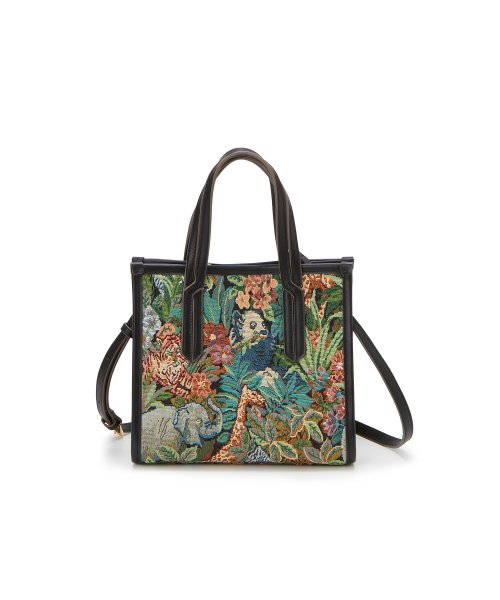 【TREASURE TOPKAPI】ジャガード アニマル モチーフ ショルダー付き ミニトート バッグ 