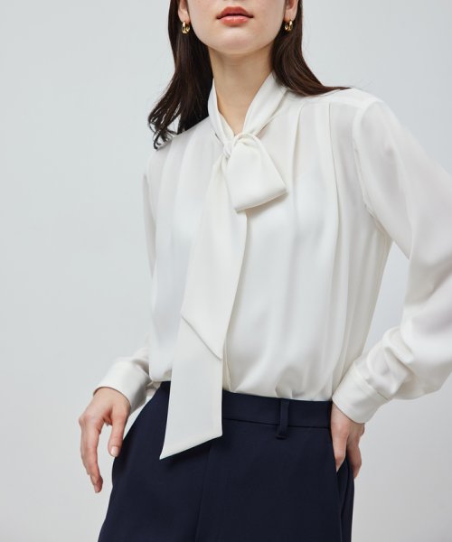 ジョーゼットストレッチ ボウタイブラウス【セレモニー対応】【洗える】 品番 洗える ジョーゼットストレッチ ボウタイブラウス トリアセテート