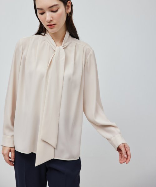 ジョーゼットストレッチ ボウタイブラウス【セレモニー対応】【洗える】 品番 洗える ジョーゼットストレッチ ボウタイブラウス トリアセテート