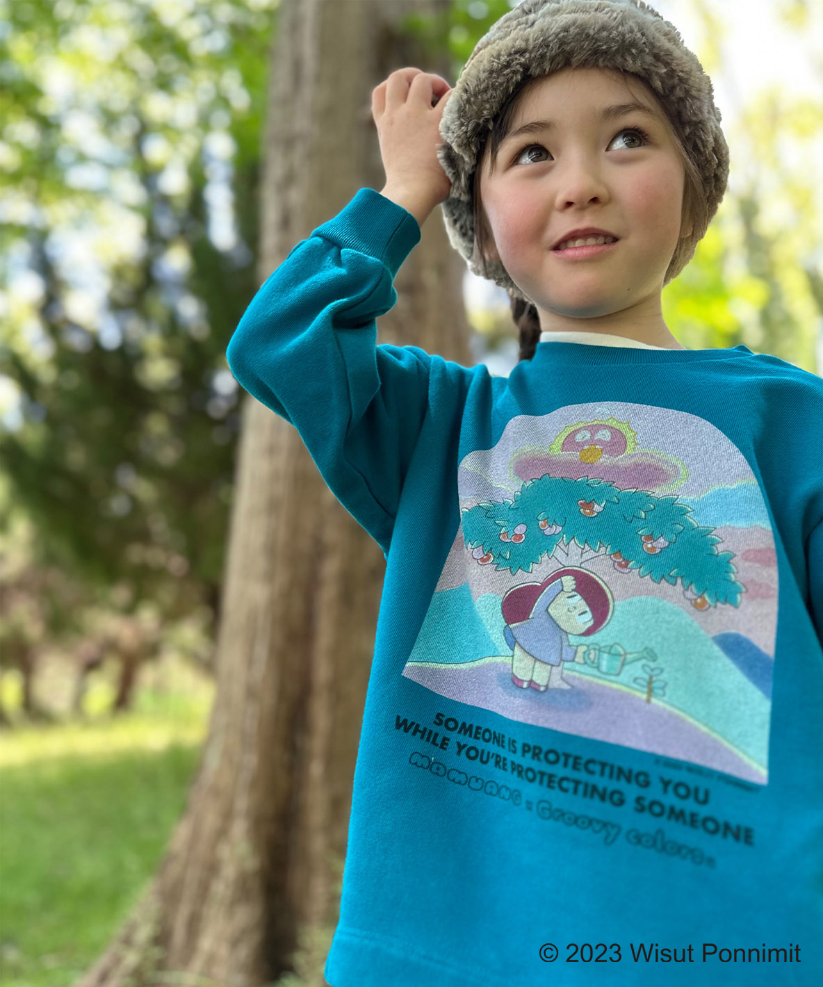 GROOVYCOLORS グルーヴィーカラーズ GROOVY COLORS 裏毛 マムアン コクーン 長袖 ブルー 110cm