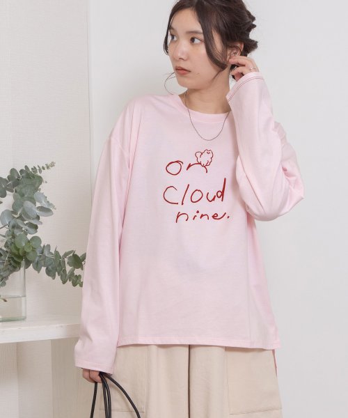 POU DOU DOU(プードゥドゥ)/on cloud nine発泡プリントロンTee/ピンク