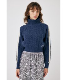 moussy(マウジー)/LINE SLEEVE CABLE KNIT トップス/NVY