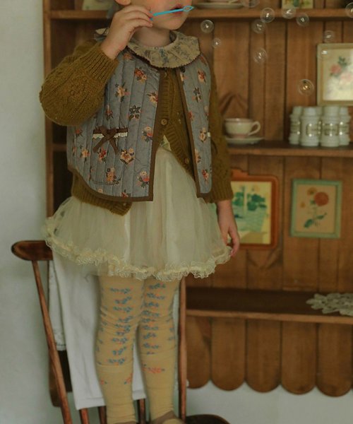 aimoha(aimoha（アイモハ）)/【aimoha－KIDS－】韓国子供服　ひまわり編みニットカーディガン/グリーン