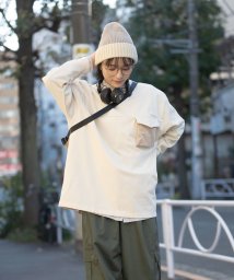 S'more(スモア)/【 S'more / 2WAY pocket l/s big t shirts 】2WAY長袖Tシャツ/ホワイト