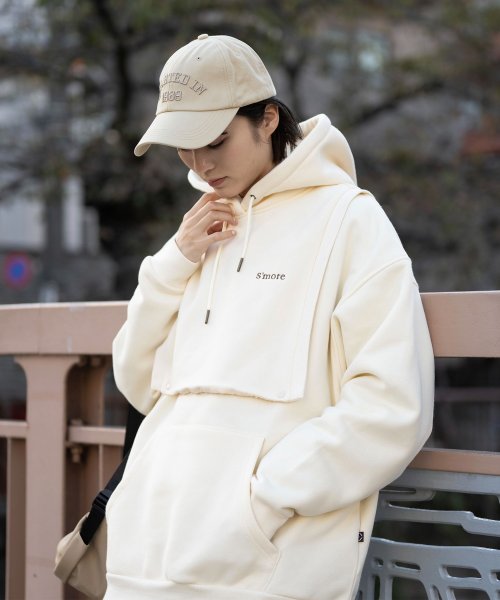 S'more(スモア)/【 S'more / 2WAY removable vest sweat parka 】2WAY仕様  裏起毛パーカー/ホワイト