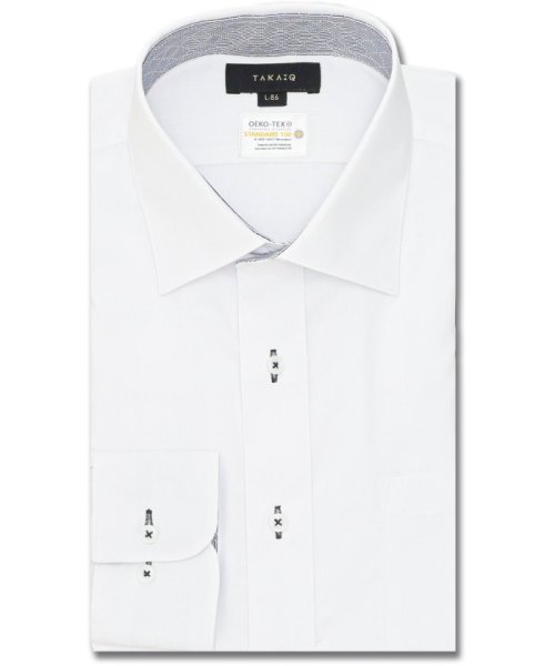 TAKA-Q(タカキュー)/形態安定 吸水速乾 スタンダードフィット ワイドカラー長袖シャツ シャツ メンズ ワイシャツ ビジネス ノーアイロン yシャツ ビジネスシャツ 形態安定/ホワイト