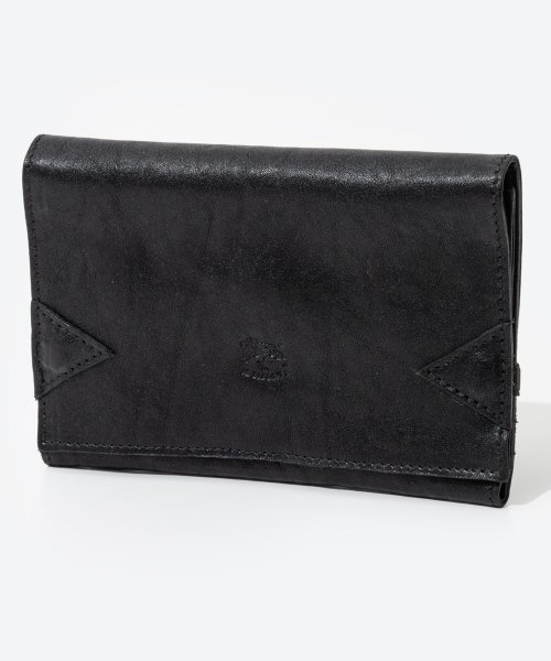 IL BISONTE(イルビゾンテ)/イル ビゾンテ IL BISONTE SMW002 PO0001 三つ折り財布 Medium Wallet Classic メンズ レディース 財布 レザー ウ/ブラック