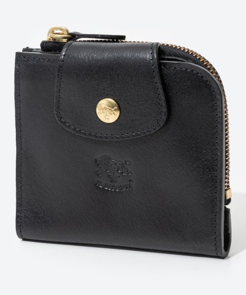 IL BISONTE(イルビゾンテ)/イル ビゾンテ IL BISONTE SMW175 PV0005 二つ折り財布 Medium Wallet Acero メンズ レディース 財布 ミディアム 小/ブラック