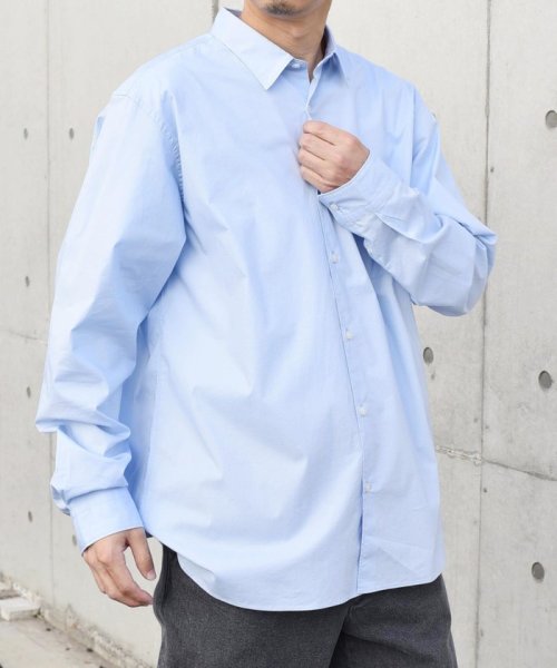 SHIPS any MEN(シップス　エニィ　メン)/SHIPS any: ストライプ / ソリッド リラックス レギュラーカラー シャツ 24SS◆/サックスブルー