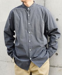 SHIPS any MEN(シップス　エニィ　メン)/SHIPS any: ストライプ / ソリッド リラックス バンドカラー シャツ 24SS◇/ダークグレー