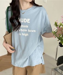 NinaetLina/英字ロゴプリント半袖Tシャツスリット入り/505815571