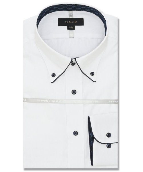 TAKA-Q(タカキュー)/形態安定 スタンダードフィット ドゥエボタンダウン長袖シャツ シャツ メンズ ワイシャツ ビジネス ノーアイロン yシャツ ビジネスシャツ 形態安定/ホワイト