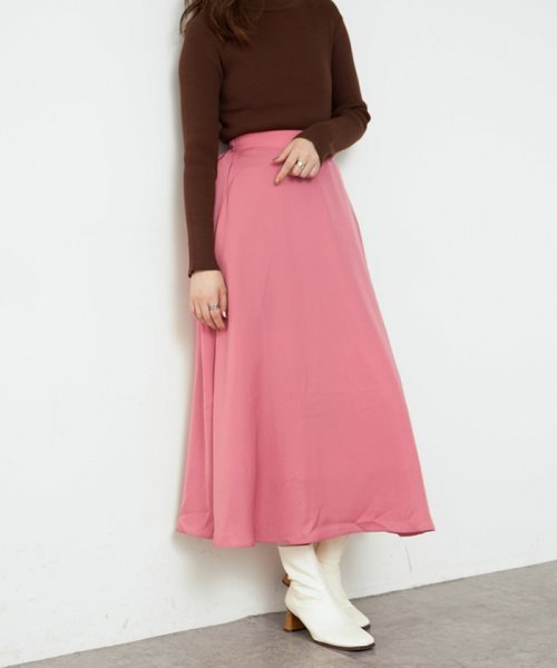 OLIVE des OLIVE(オリーブデオリーブ)/【natural couture】PPサテンフレアスカート Sサイズ/ピンク