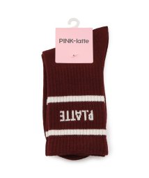 PINK-latte(ピンク　ラテ)/ラインロゴリブショート丈ソックス/ボルドー（064）