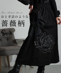 Sawa a la mode/繊細に描かれたステッチ薔薇柄スカート/505816932