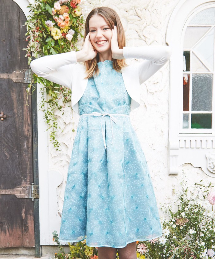【最終お値下げ】TOCCA 　Floral Lace ドレス　ブルー 最終お値下げ】TOCCA ブルーFloral Lace ドレス
