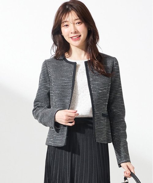 リップルボーダーストレッチ ノーカラージャケット  K1423800165(10850円)