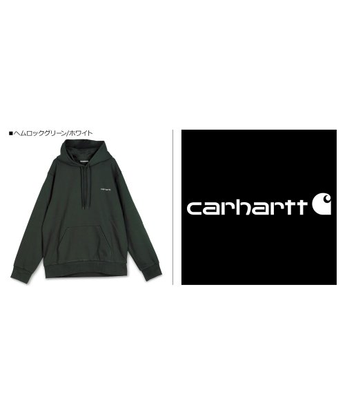 Carhartt(カーハート)/カーハート carhartt パーカー プルオーバー メンズ HOODED SCRIPT EMBROIDERY SWEATSHIRT ブラック グレー ダーク /ヘムロックグリーン/ホワイト